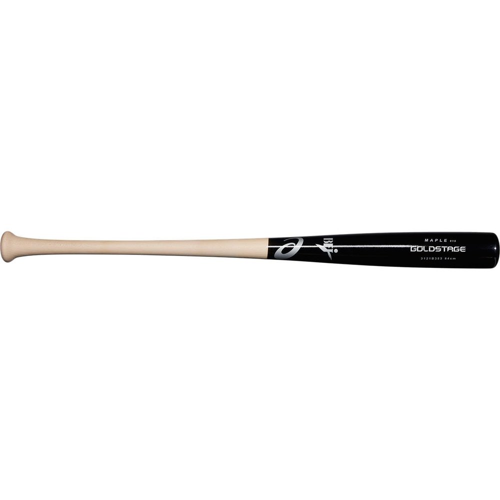 asics 3121B353 GOLDSTAGE 3121B353 Baseball Bat, Hardwood, Unisex Adult 010 (Black/Natural) S85