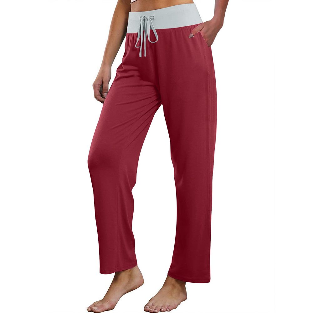 XUNRYAN Wide Leg Pants Women Loose Yoga Pants Pockets High Waisted Regular Stretch Casual Lounge Pants Gym Sports Activewear