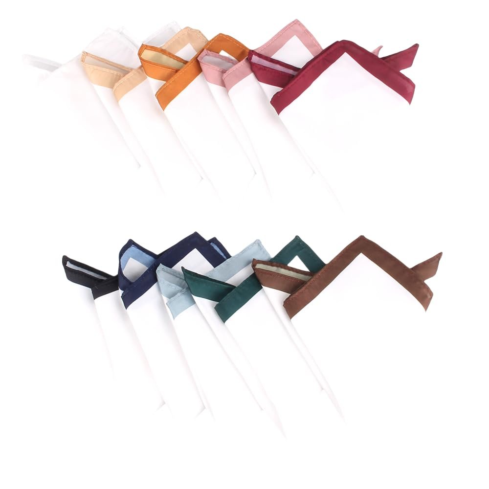 10 Pieces White Pocket Square for Men Women Wedding Party Handkerchief Scarf