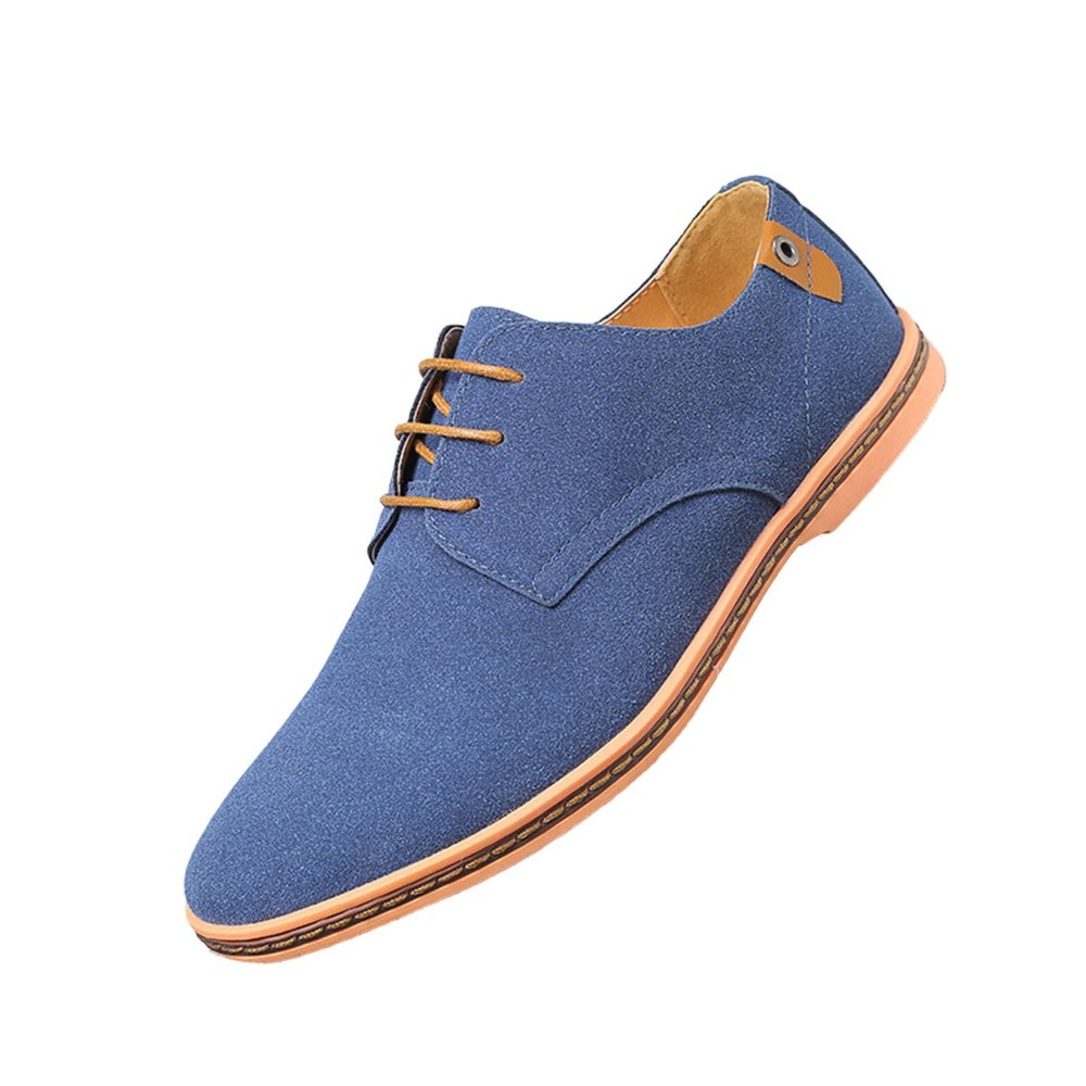 CPMBFDC Men's Suede Oxford Shoes Formal Casual Walking Shoes Men's Suede Dress Shoes Casual Lace-Up Oxford Shoes (Blue,10)