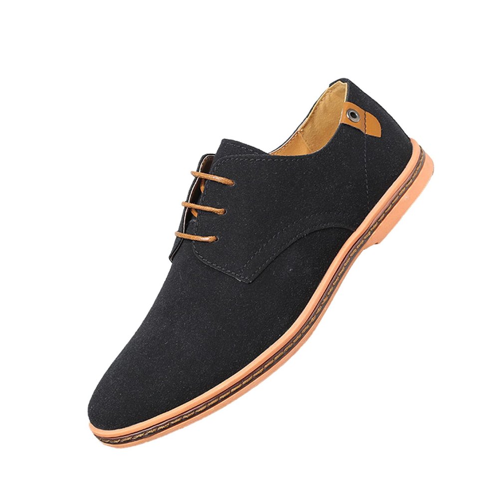 CPMBFDC Men's Suede Oxford Shoes Formal Casual Walking Shoes Men's Suede Dress Shoes Casual Lace-Up Oxford Shoes (Black,12.5)