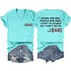 UFDOUM Sarcastic Shirt Women Roses are Red People are Fake V Neck Graphic Tees Funny Letter Printed Tshirt Short Sleeve Tops view 2