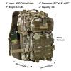Hannibal Tactical 30L MOLLE Assault Pack, Tactical Backpack Military Army Camping Rucksack with Bottle Holder, 3-Day Pack, CP view 2