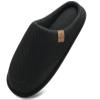 COFACE Mens Cozy Memory Foam Scuff Slippers Casual Slip On Warm House Shoes Indoor/Outdoor Mesh Sandal Slippers size 11 Black view 1