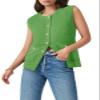 Yousify Sweater Vest Women Sleeveless Tank Tops for Women 2026 Knitted Crew Neck Button Solid Vest for Women Green M view 1