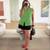 Yousify Sweater Vest Women Sleeveless Tank Tops for Women 2026 Knitted Crew Neck Button Solid Vest for Women Green M view 2