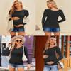 Ekouaer Maternity Shirts 3 Packs Women Long Sleeve Pregnancy Tee Tops Tunic Blouse Ribbed Side Ruched Mama Clothes S-XXL view 3