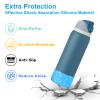 2PCS Silicone Water Bottle Boot for Owala 32oz, Protective Bottom Bumper Anti-Slip Sleeve for FreeSip, Twist, and Flip Stainless Steel Bottles, Dishwasher Safe and BPA Free(Shiny Blue) view 3