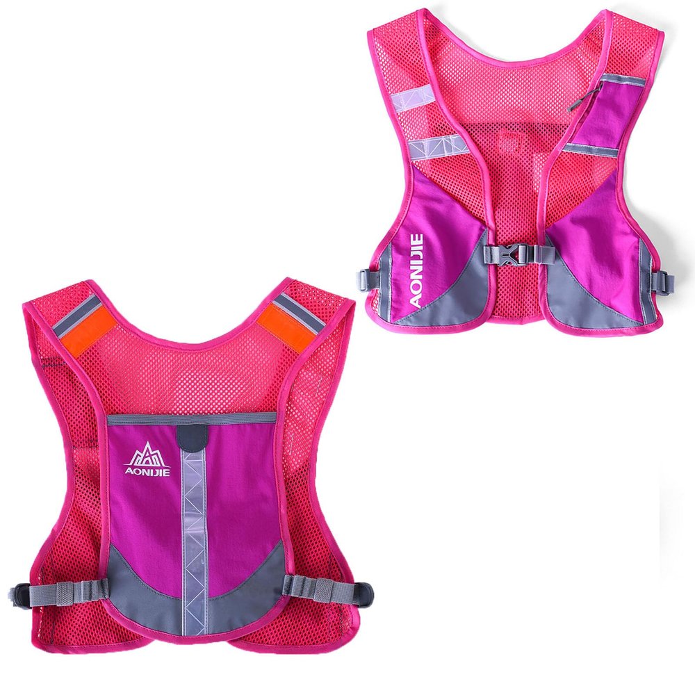 AONIJIE Reflective Running Vest Bag, Ultra-Light Breathable Hydration Backpack for Competition, Unisex Cycling, Camping and Mountaineering (Rose)