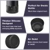 2PCS Silicone Water Bottle Boot for Owala 24oz, Protective Bottom Bumper Anti-Slip Sleeve for FreeSip, Twist, and Flip Stainless Steel Bottles, Dishwasher Safe and BPA Free(Shiny Black) view 4