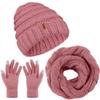 Aneco Winter Warm Knitted Scarf Beanie Hat and Gloves Set Men & Women's Soft Stretch Hat Scarf and Mitten Set view 1