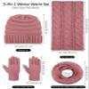 Aneco Winter Warm Knitted Scarf Beanie Hat and Gloves Set Men & Women's Soft Stretch Hat Scarf and Mitten Set view 2
