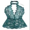 AIBINGGE Women One Piece Black Lace sexy Lingerie Teddy, Halter Neckline, Bow Accents (green, M) view 1