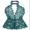 AIBINGGE Women One Piece Black Lace sexy Lingerie Teddy, Halter Neckline, Bow Accents (green, M) view 2