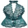 AIBINGGE Women One Piece Black Lace sexy Lingerie Teddy, Halter Neckline, Bow Accents (green, M) view 3