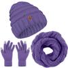 Aneco Winter Warm Knitted Scarf Beanie Hat and Gloves Set Men & Women's Soft Stretch Hat Scarf and Mitten Set view 1