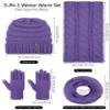 Aneco Winter Warm Knitted Scarf Beanie Hat and Gloves Set Men & Women's Soft Stretch Hat Scarf and Mitten Set view 2