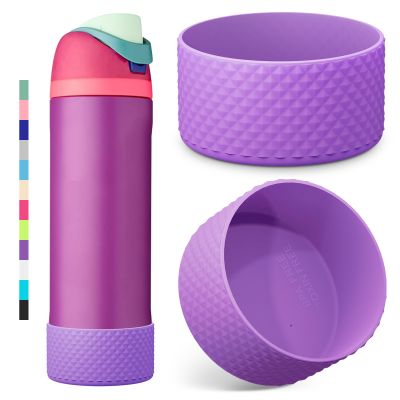 2PCS Diamond Silicone Boot for Owala Water Bottle 24 oz 32 oz 40 oz, Anti-Slip Protective Sleeve for Owala Twist,FreeSip and Flip Stainless Steel Water Bottle, BPA-Free, Dishwasher Safe, Accessories