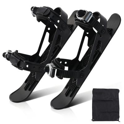 Mini Ski Skates, 38.5x11.8cm/15.16x4.65in/30-38 Size Portable Children Snowblades Skis Shoes Adjusable Skiboards Attach for Downhill Slopes Winter Sport (Black)
