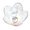 Ardax Flower Shape Ring Dish Jewelry Tray Organizer, Glass Accent Tray for Vanity, Small Decorative Trinket Dish, Matte Pearl White view 1