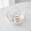 Ardax Flower Shape Ring Dish Jewelry Tray Organizer, Glass Accent Tray for Vanity, Small Decorative Trinket Dish, Matte Pearl White view 2