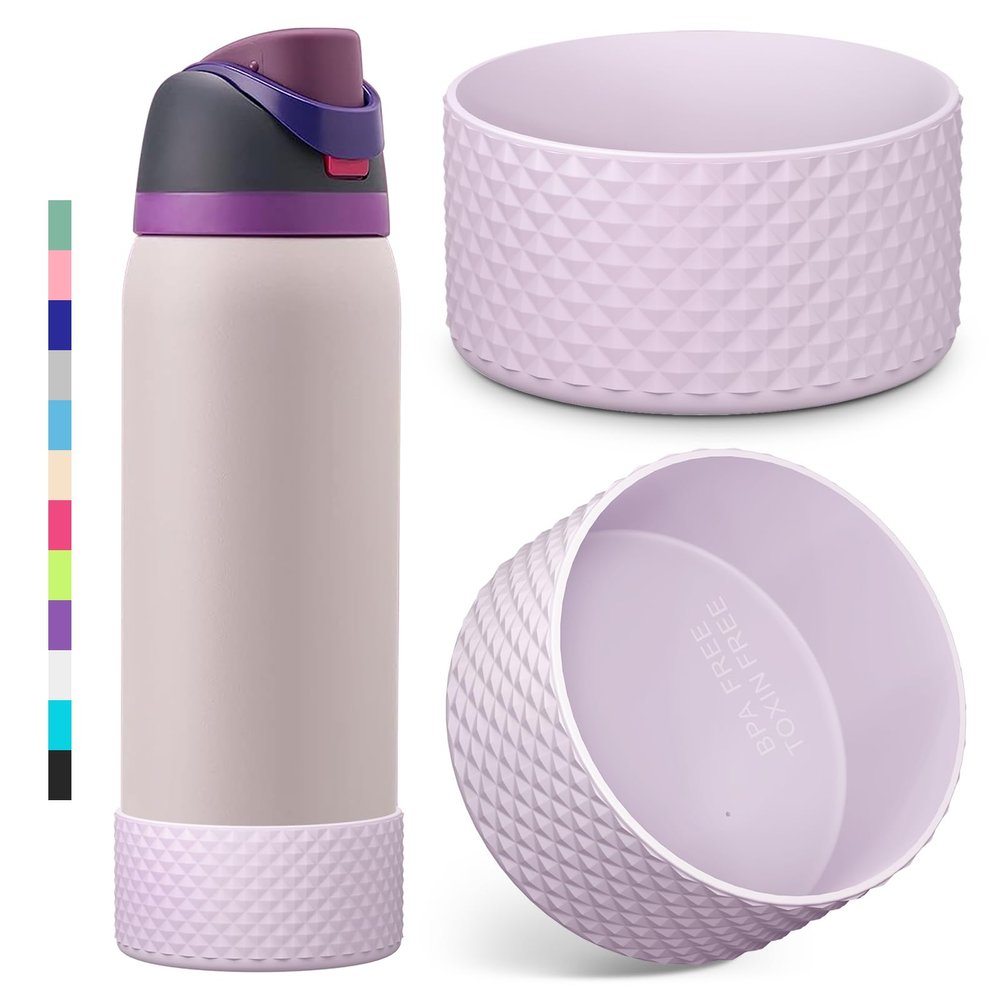 2PCS Diamond Silicone Boot for Owala Water Bottle 24 oz 32 oz 40 oz, Anti-Slip Protective Sleeve for Owala Twist,FreeSip and Flip Stainless Steel Water Bottle, BPA-Free, Dishwasher Safe, Accessories