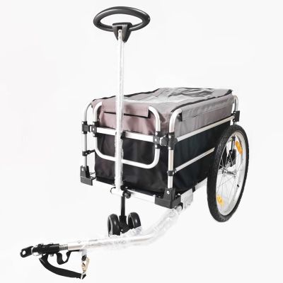 XQZMZSCP Bike Cargo Trailer,Camper Trailer Off Road,Tow Behind Trailers for Electric Bicycles,Folding Storage (Gray)