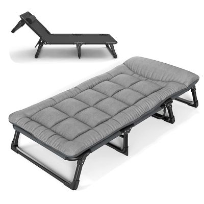WDFYJ Sun Lounger with Cushion 4-Position Adjustable Folding Sun Lounger Portable 320lbs Max, for Garden Pools Camping Indoor
