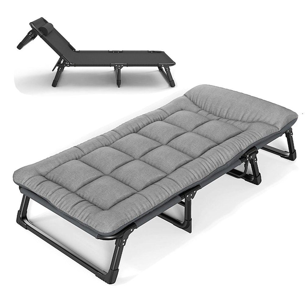 WDFYJ Sun Lounger with Cushion 4-Position Adjustable Folding Sun Lounger Portable 320lbs Max, for Garden Pools Camping Indoor