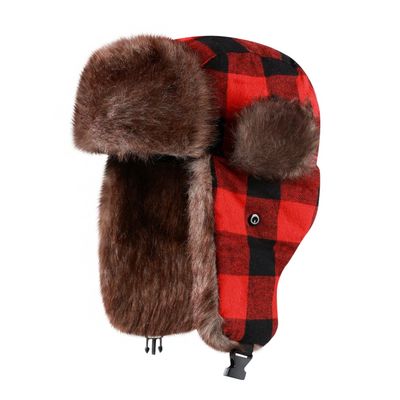 ASWER Warm Trapper Russian Trooper Hat Winter Skiing Cap Men Women Windproof Red