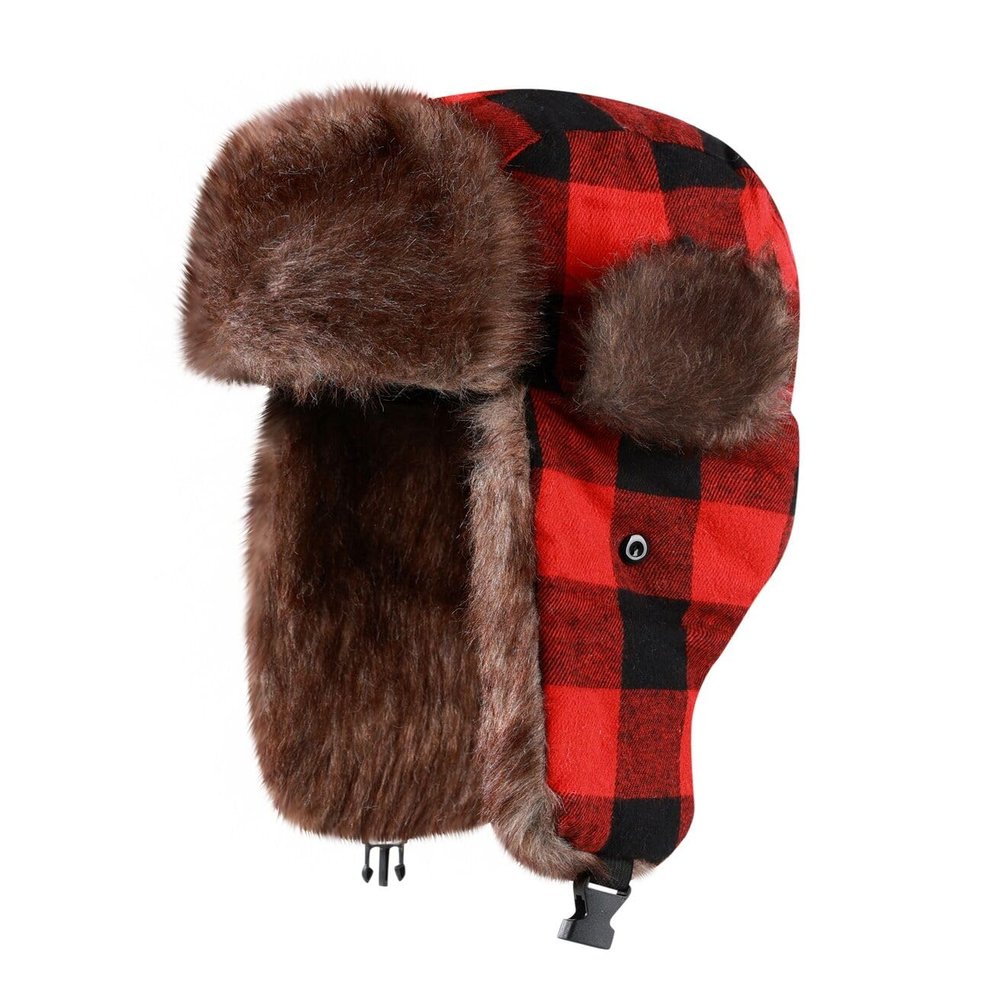 ASWER Warm Trapper Russian Trooper Hat Winter Skiing Cap Men Women Windproof Red