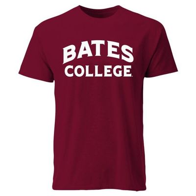 Barnesmith Bates College BAT Bobcats Short Sleeve Adult Unisex T-Shirt, Classic, Garnet, Small