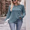 AELSON Women's Casual Fall Crewneck Tunic Tops Long Sleeve Dressy Solid Color Blouse Shirts view 3