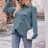 AELSON Women's Casual Fall Crewneck Tunic Tops Long Sleeve Dressy Solid Color Blouse Shirts view 4