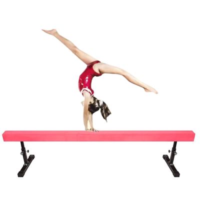 YXXSDP Adjustable Gymnastics Balance Beam, Professional Home Training Floor Beam/Gymnastics Equipment, High and Low Suede Cover Walking Beams, for School Gym Club(Pink,2.1m/6.9ft Long)