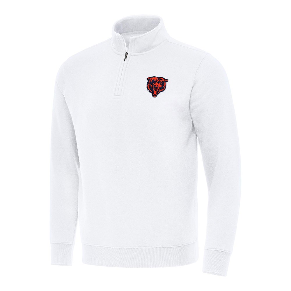Antigua Men's White Chicago Bears Victory Quarter-Zip Pullover Top