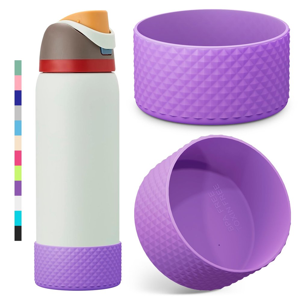 2PCS Diamond Silicone Boot for Owala Water Bottle 24 oz 32 oz 40 oz, Anti-Slip Protective Sleeve for Owala Twist,FreeSip and Flip Stainless Steel Water Bottle, BPA-Free, Dishwasher Safe, Accessories