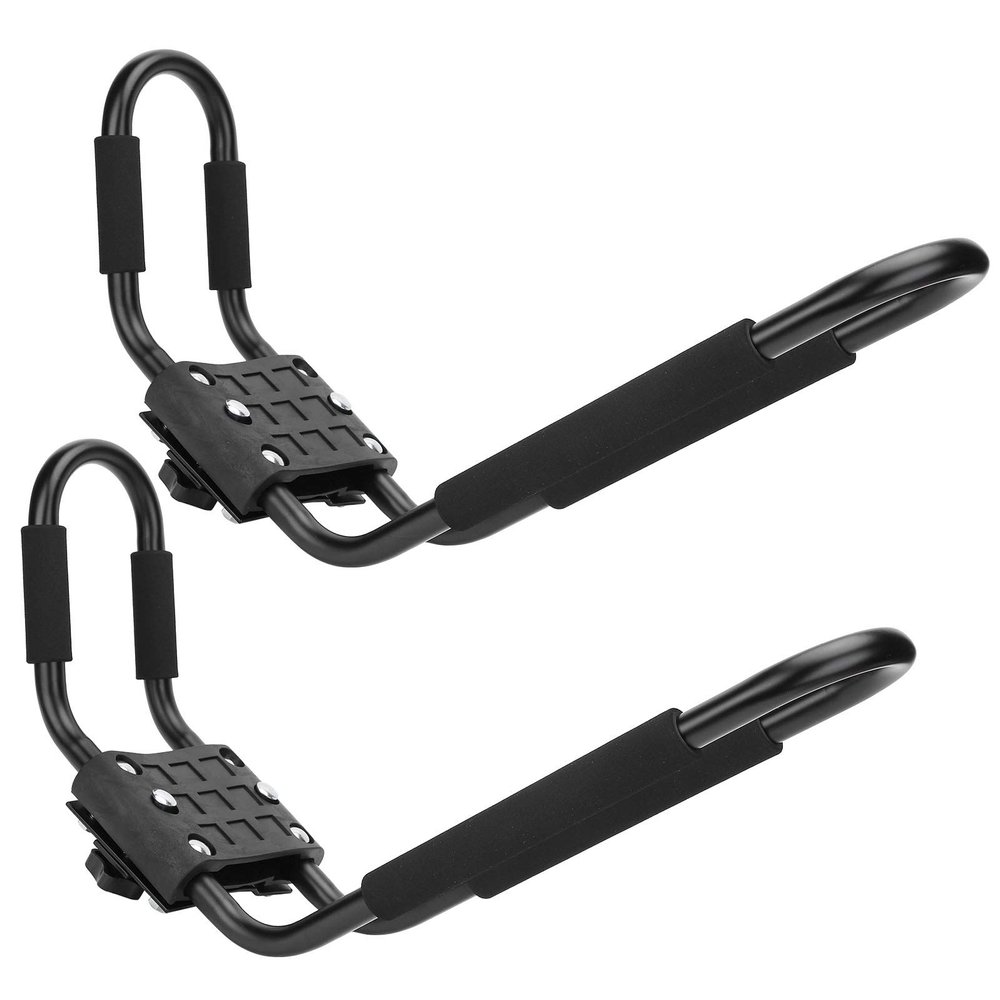 XHTLLO Universal Kayak Rack Carrier with Car Rail Mount, Black Alloy Material, Anti Rust Scratch Proof Pads, Complete Fittings for Easy Installation, Transport of Kayaks, Canoes