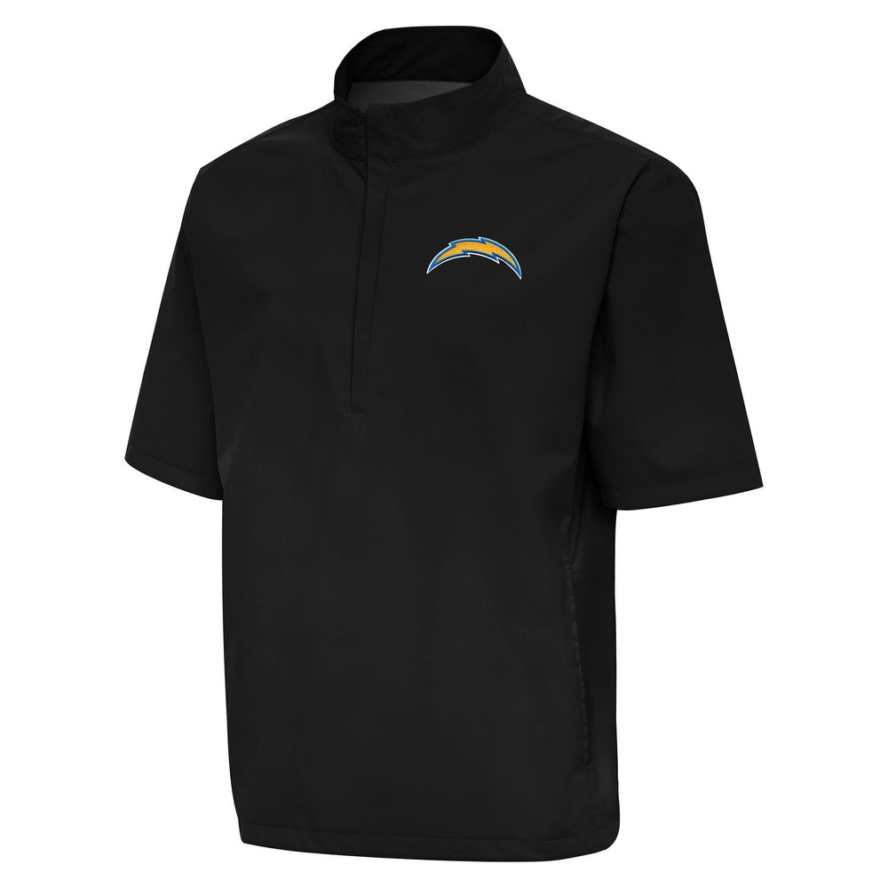 Antigua Men's Black Los Angeles Chargers Brisk Short Sleeve Quarter-Zip Windshirt