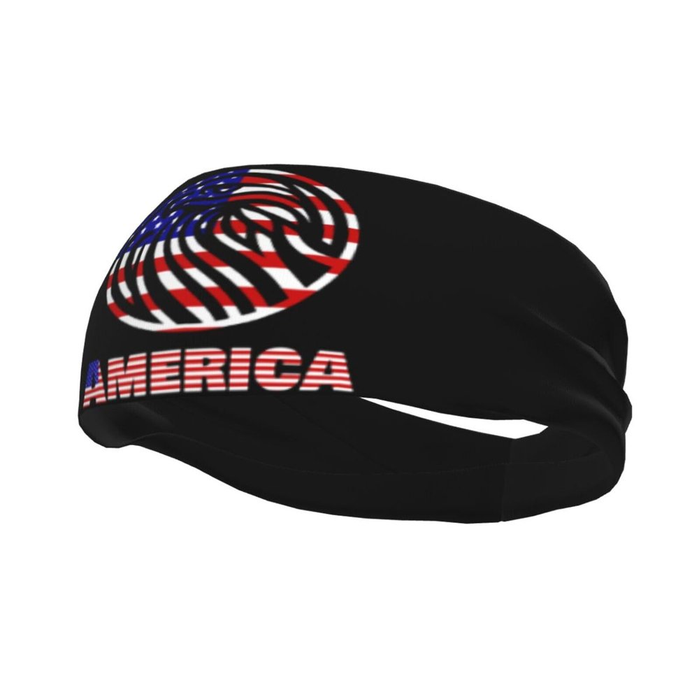 Headband America Bald Eagle Circle Flag Sports Sweatbands for Men Women Workout Athletic Running Yoga Basketball Gym Unisex Hairband Wristbands