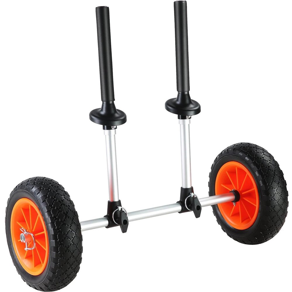 TYMMC Heavy Duty Kayak Cart, 280lbs Load Capacity, Detachable Canoe Trolley Cart with 10'' Solid Tires, Adjustable Width & Top Foam Protection, for Kayaks with Drain Holes of 2.54cm and Above