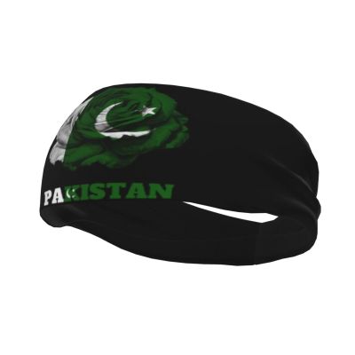 Headband Vintage Rose Pakistan Pakistani Flag Sports Sweatbands for Men Women Workout Athletic Running Yoga Basketball Gym Unisex Hairband Wristbands