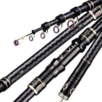 GTOFYU Telescopic Fishing Rod Carbon Fiber Travel Surf Fishing Rod Spinning Power Throwing Surfcasting Baitcasting Rod (2.7M/9Ft)
