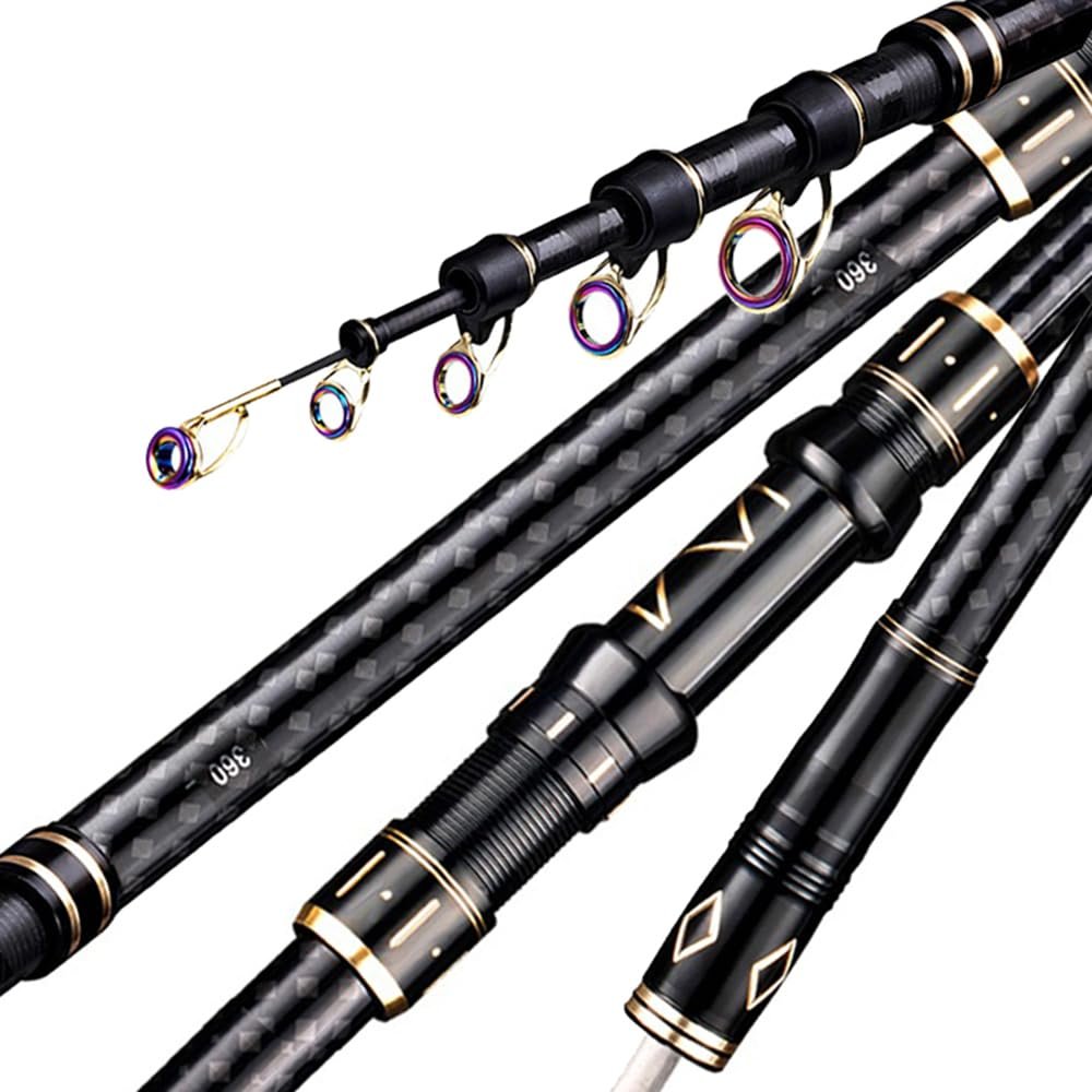 GTOFYU Telescopic Fishing Rod Carbon Fiber Travel Surf Fishing Rod Spinning Power Throwing Surfcasting Baitcasting Rod (2.7M/9Ft)