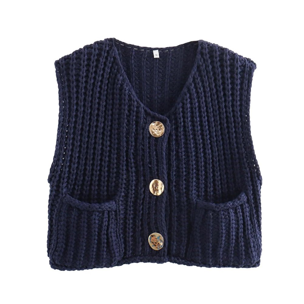 Women's Y2K Summer Button Down Sweater Cardigans Shirts Short Sleeve Knitted Blouse Top Going Out Cropped Knit Tops (B-Navy Blue, M)