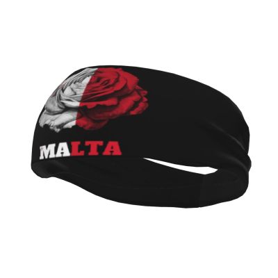 Headband Vintage Rose Malta Maltese Flag Sports Sweatbands for Men Women Workout Athletic Running Yoga Basketball Gym Unisex Hairband Wristbands