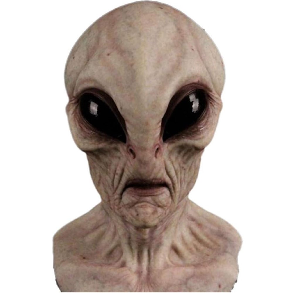 Dempiire Realistic Alien Mask Creepy Halloween Masks For Halloween Costume Party Prop,Men or Women (D)