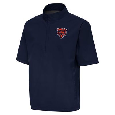 Antigua Men's Navy Chicago Bears Brisk Short Sleeve Quarter-Zip Windshirt