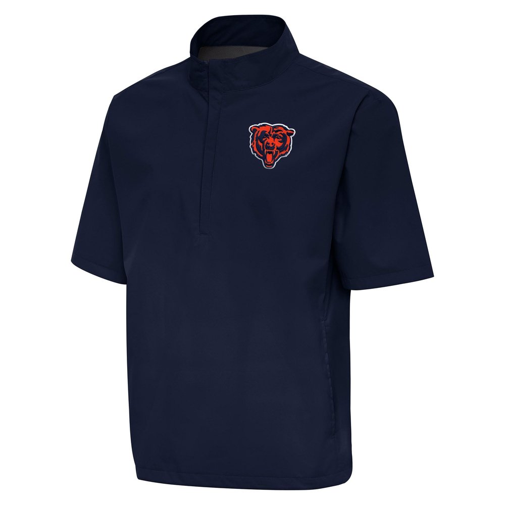 Antigua Men's Navy Chicago Bears Brisk Short Sleeve Quarter-Zip Windshirt