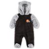 Outerstuff Newborn & Infant Brown Cleveland Browns Game Nap Teddy Fleece Bunting Full-Zip Sleeper view 1